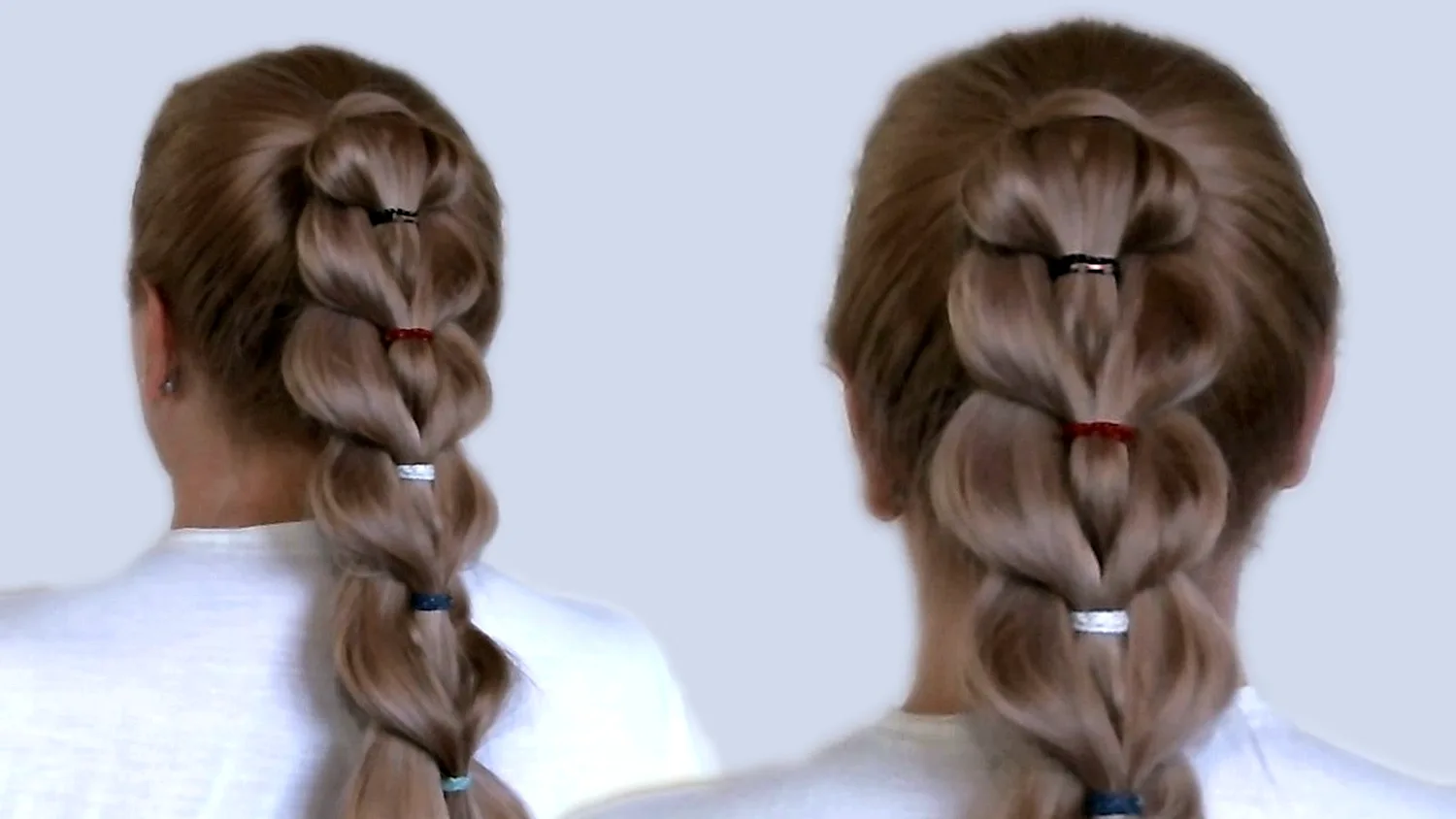 Прическа с резинками для девочки на длинные волосы