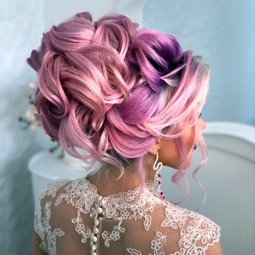 Прическа Свадебная на розовые волосы