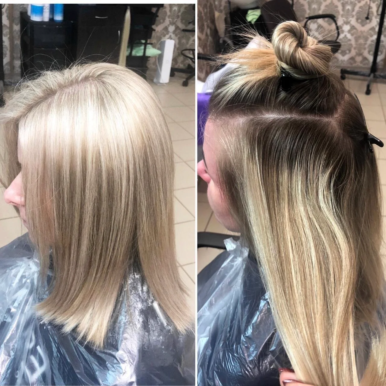 Мелирование на отросшие корни осветленных волос фото до и после