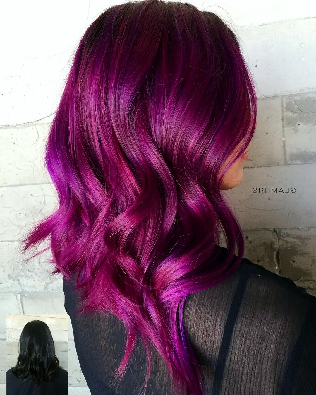 Пурпурно розовые волосы