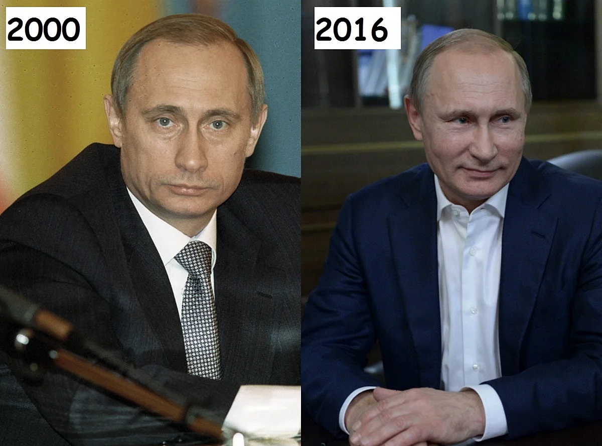 Путин Владимир Владимирович в 2000 году и сейчас