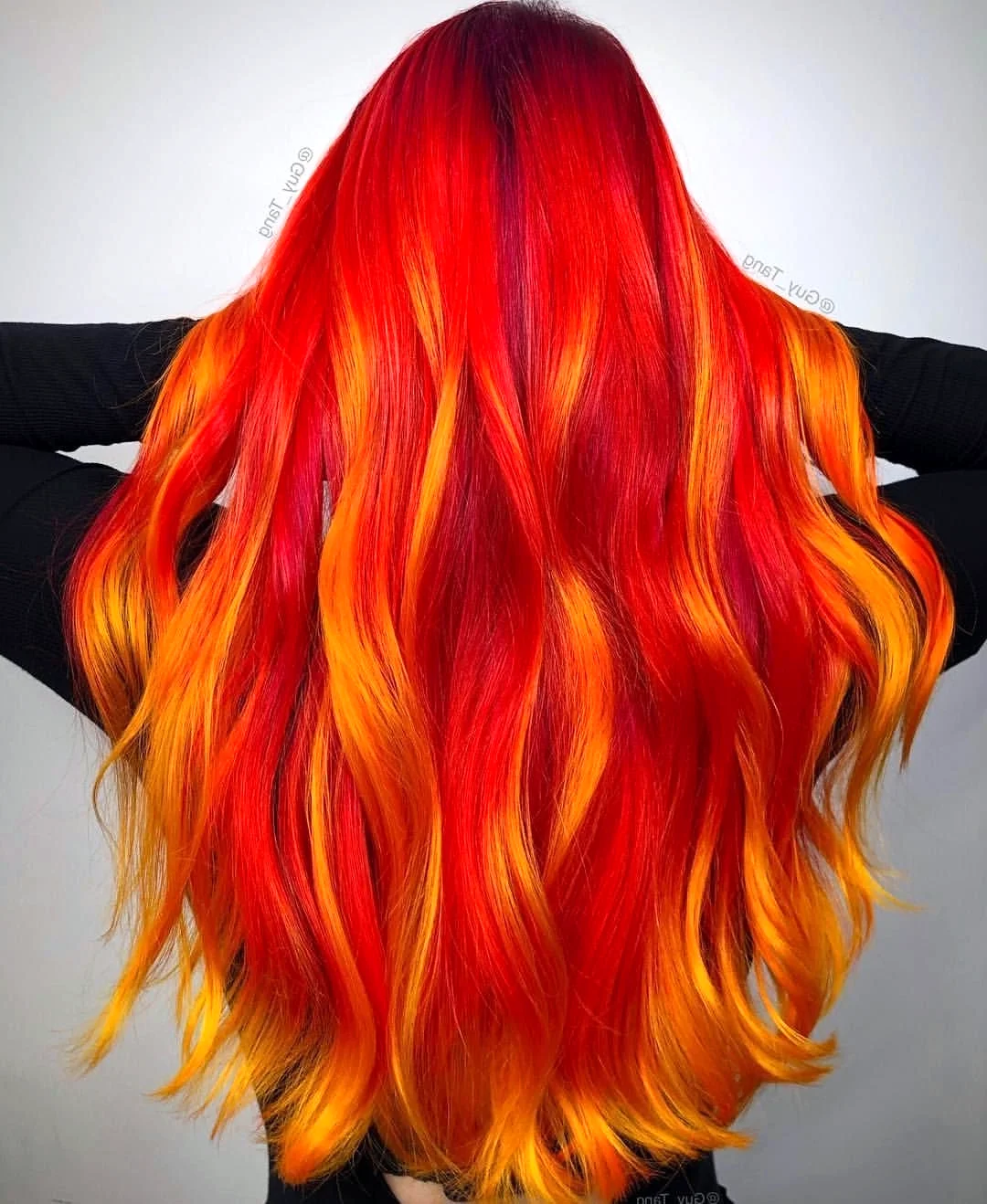 Радужное окрашивание на рыжих волосах