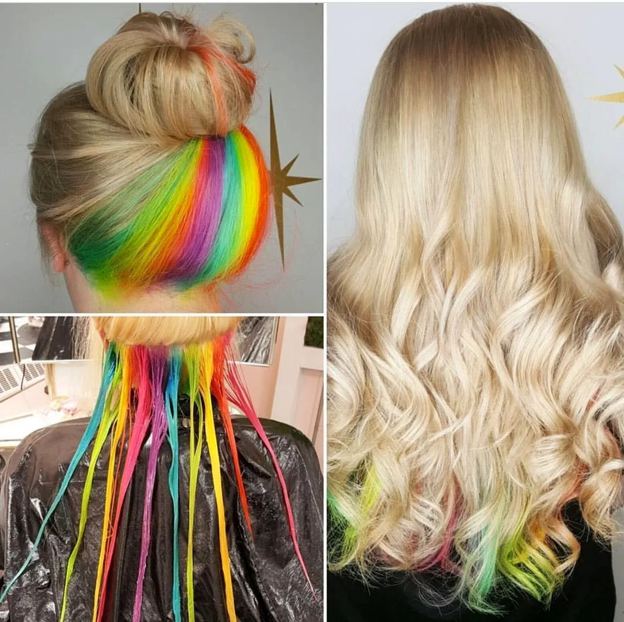 Радужные пряди волос