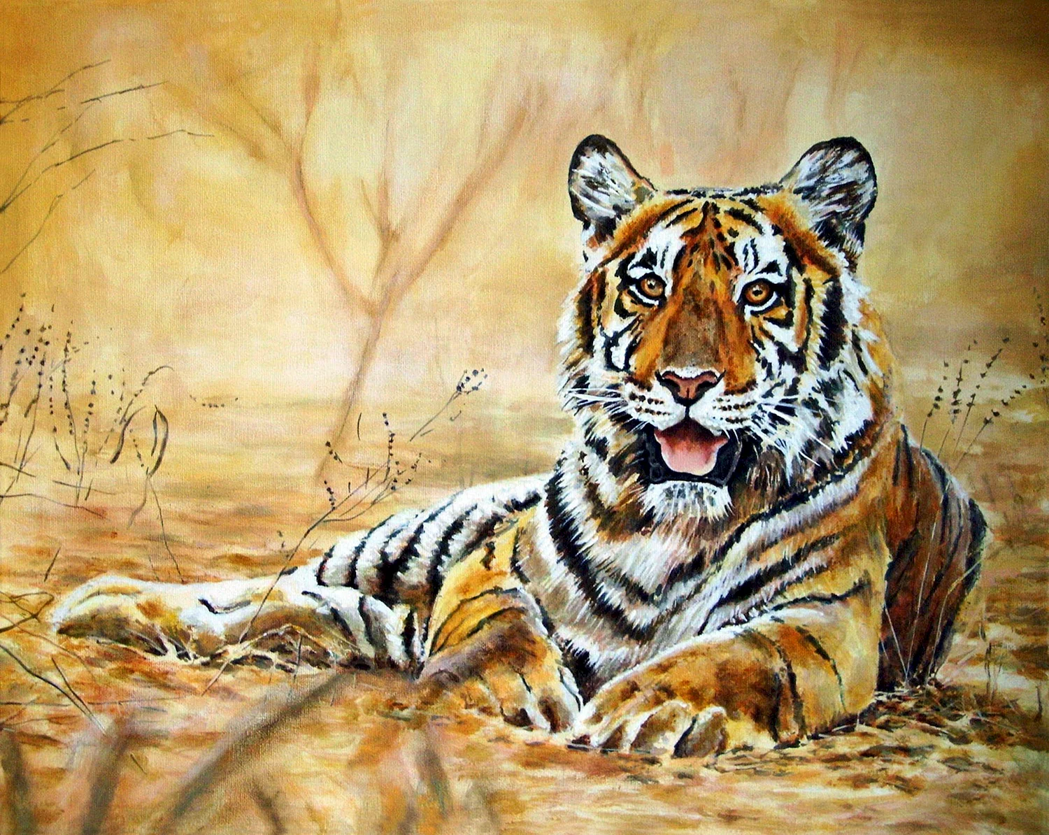 Раджа Сибирский тигр вышивка