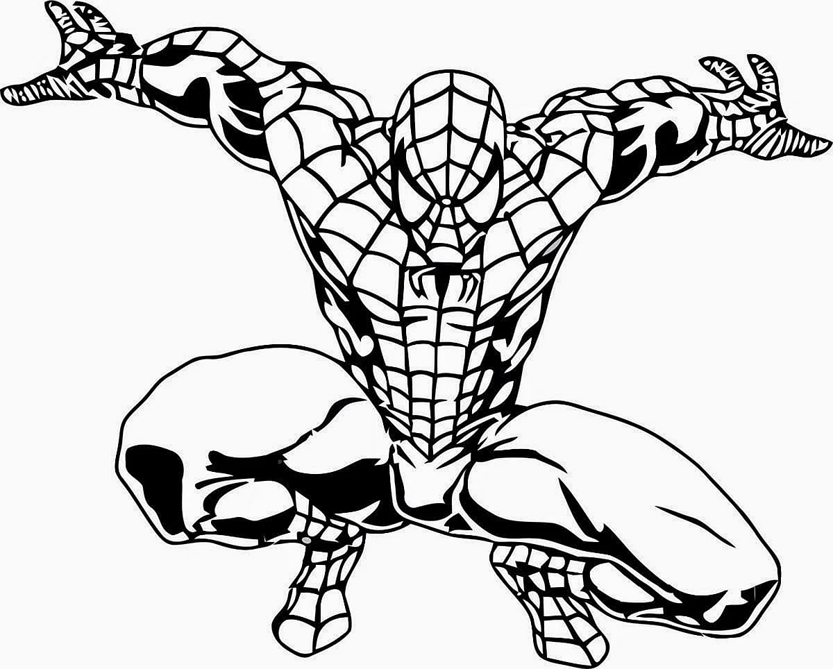 Раскраска человек паук и герои Марвел