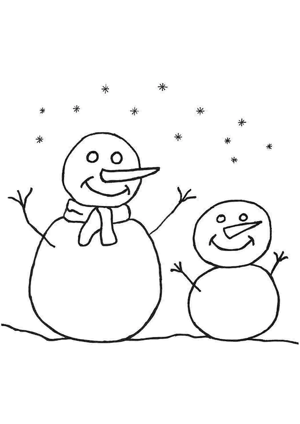 Раскраска два снеговика