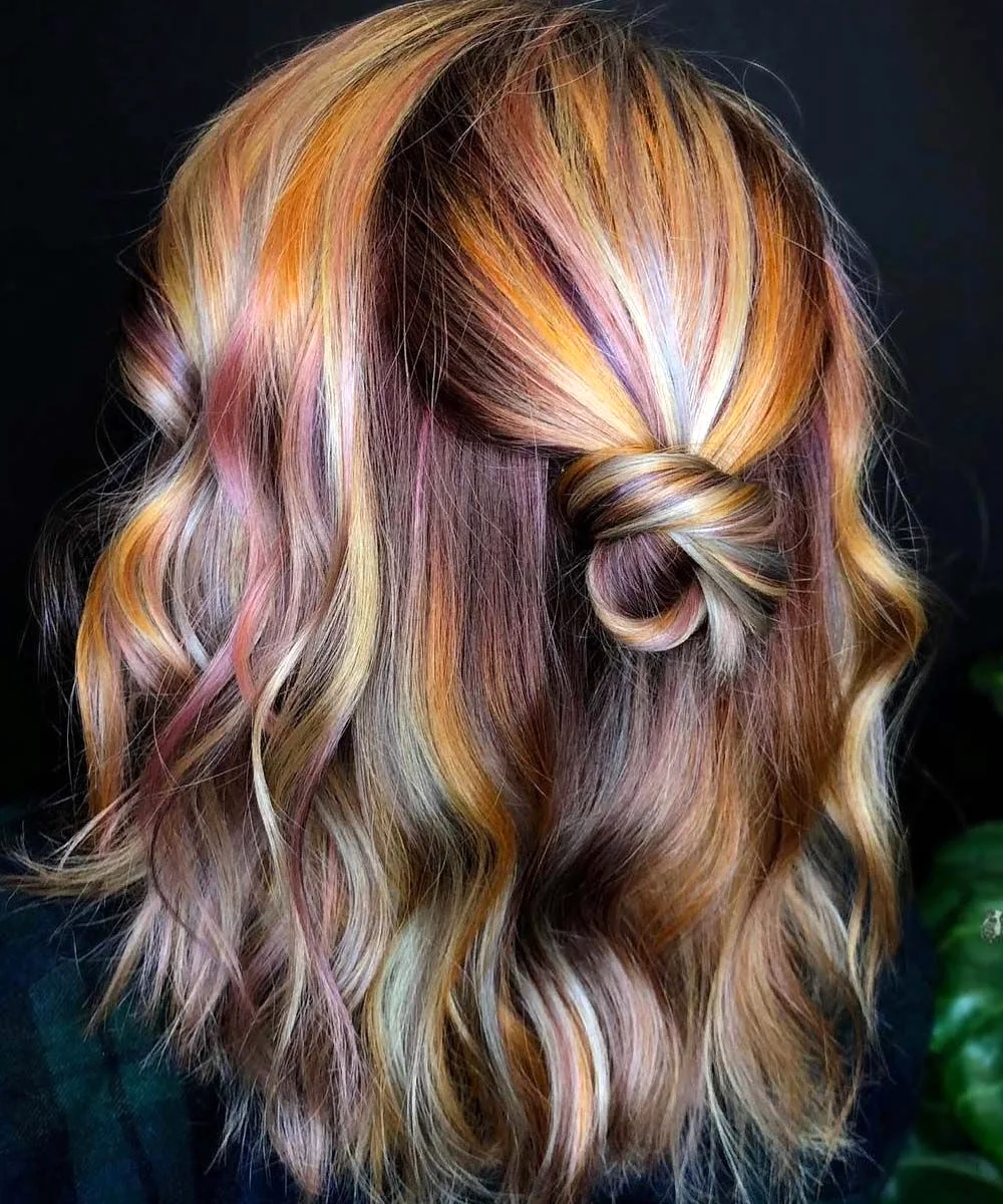 Разноцветное мелирование волос