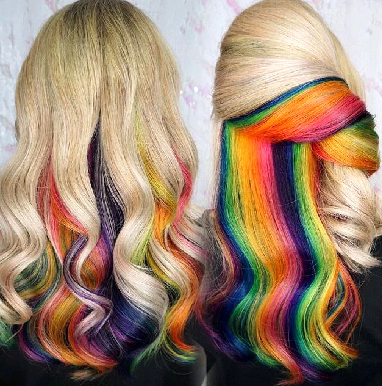 Разноцветное наращивание волос