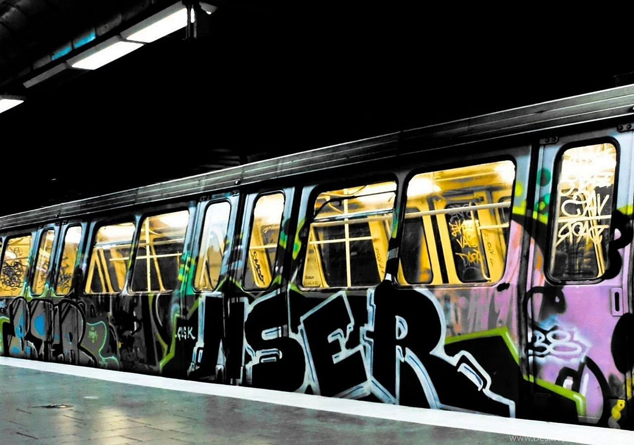 Разрисованные вагоны метро в Нью Йорке