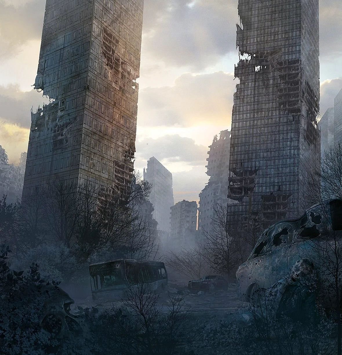 Разрушенный город зомби апокалипсис