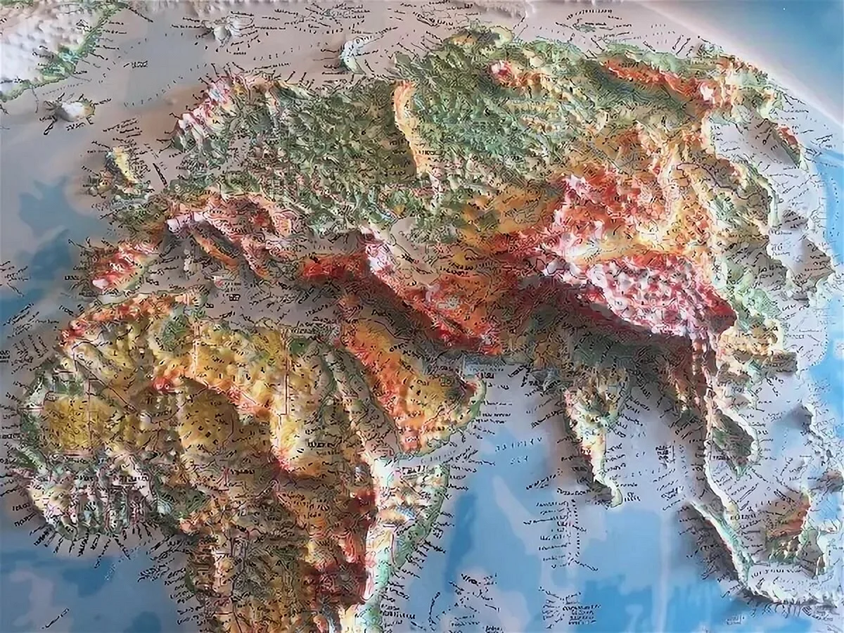 Рельефная карта Евразии
