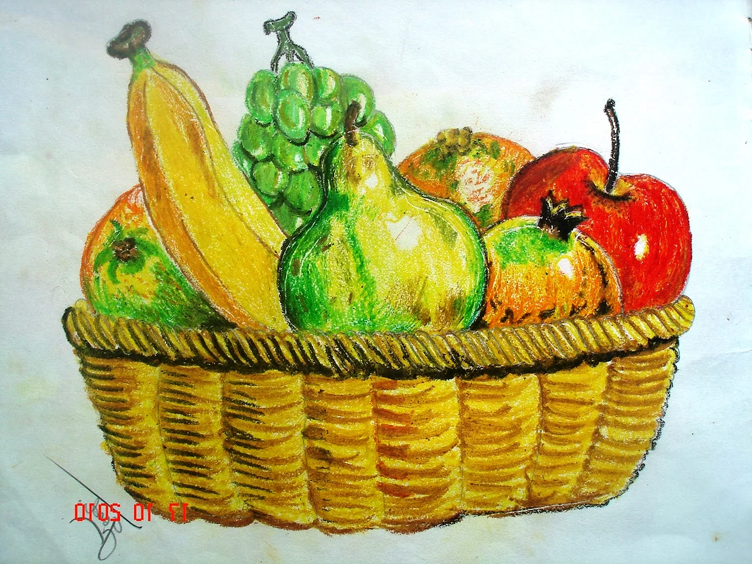 Рисование корзина с фруктами