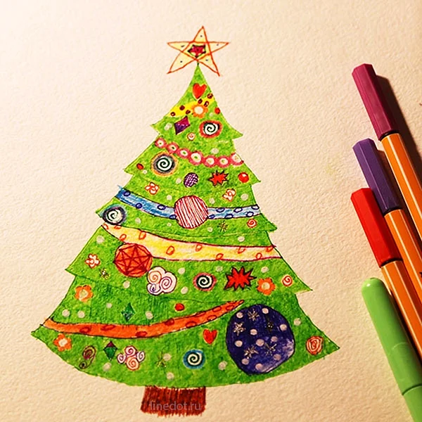 Рисование новогодней елки