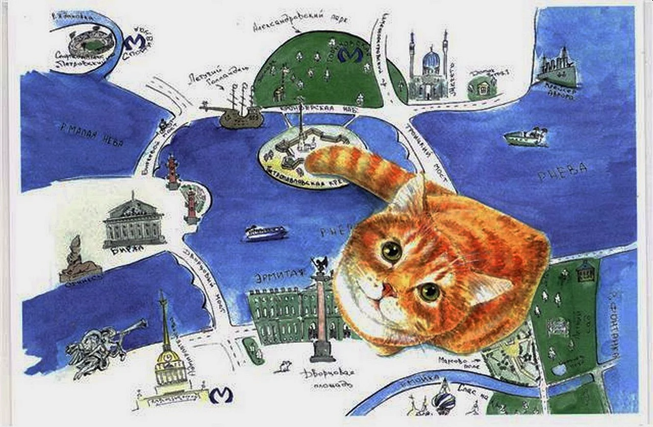 Рисованная карта Санкт-Петербурга
