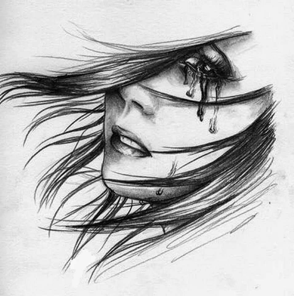Рисунки карандашом грустные девушки