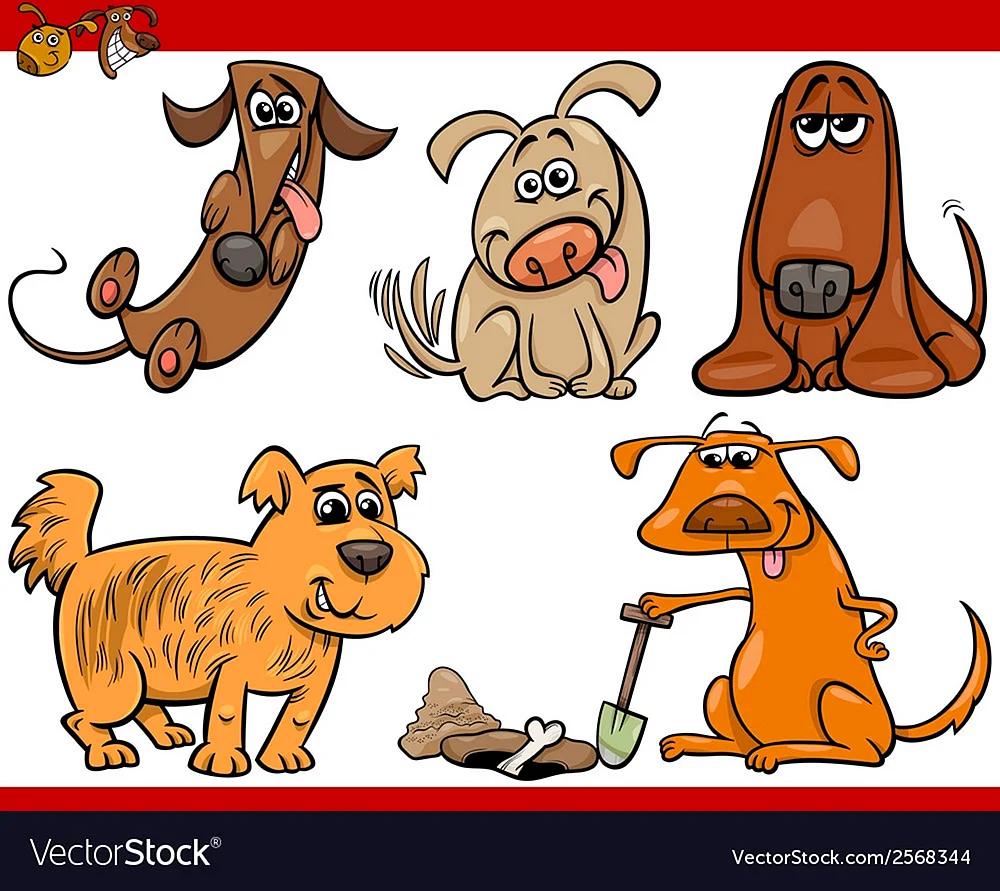 Рисунки собак карикатурные