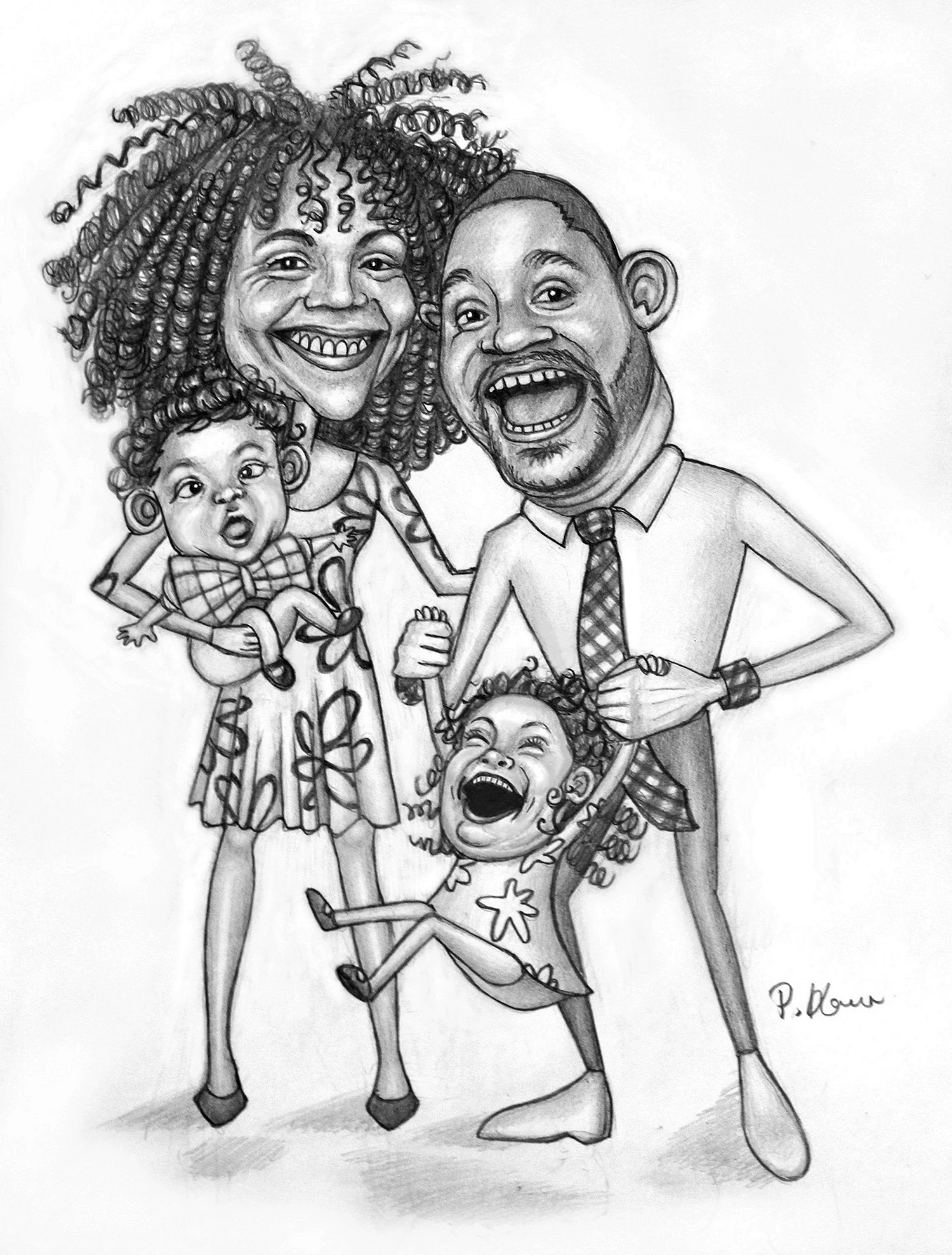 Рисунок семьи шарж