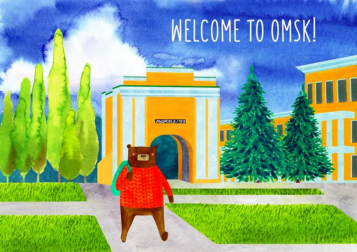 Рисунок Тарских ворот Омск