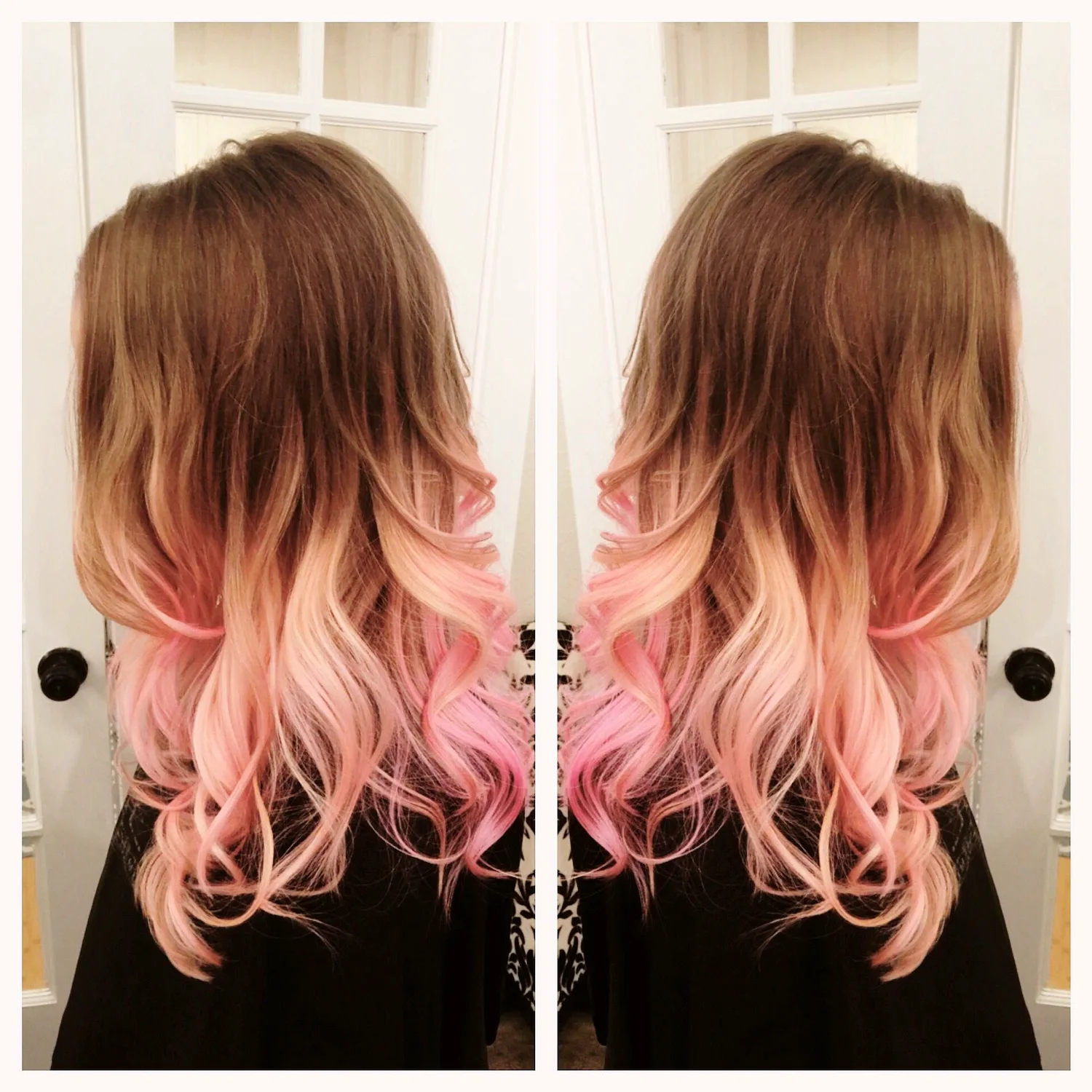 Розовое омбре на светлые волосы