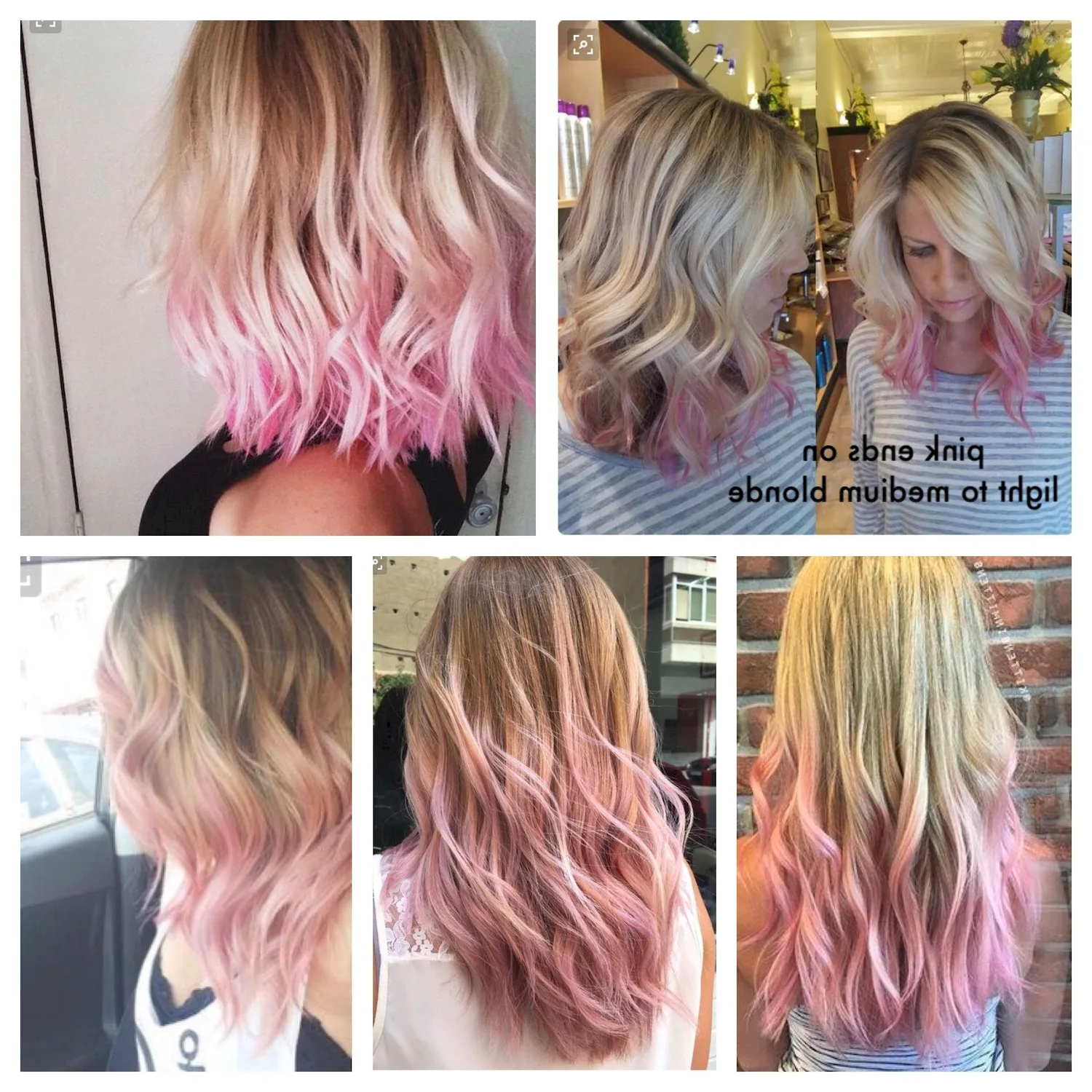 Розовые пряди на осветленных волосах