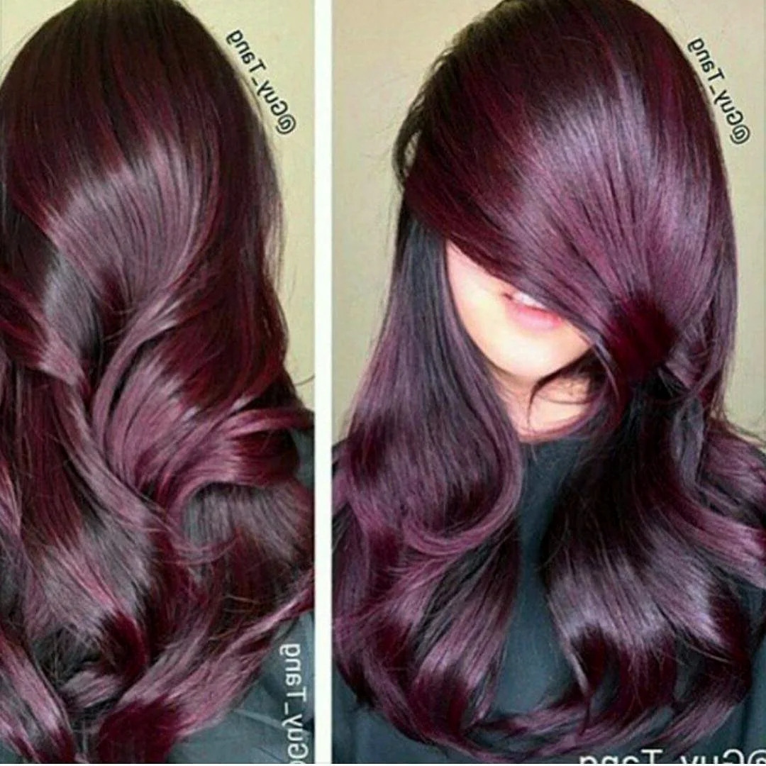 Русый фиолетово красный цвет волос