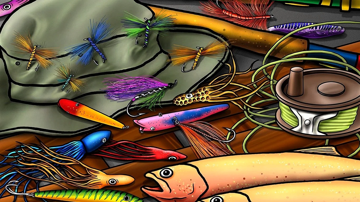 Рыболовные снасти иллюстрации
