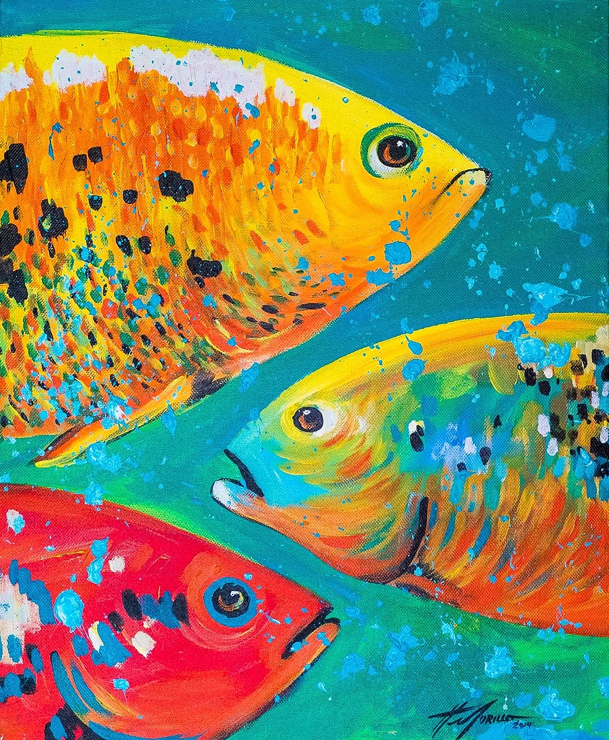 Рыбы картины мастихином