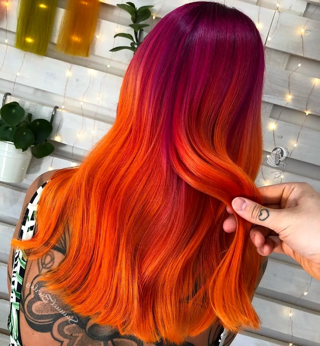 Фиолетово оранжевые волосы