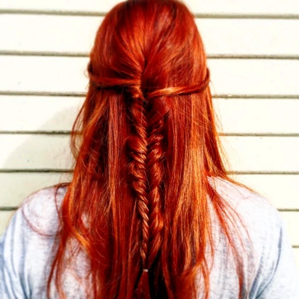 Рыжие длинные волосы косы