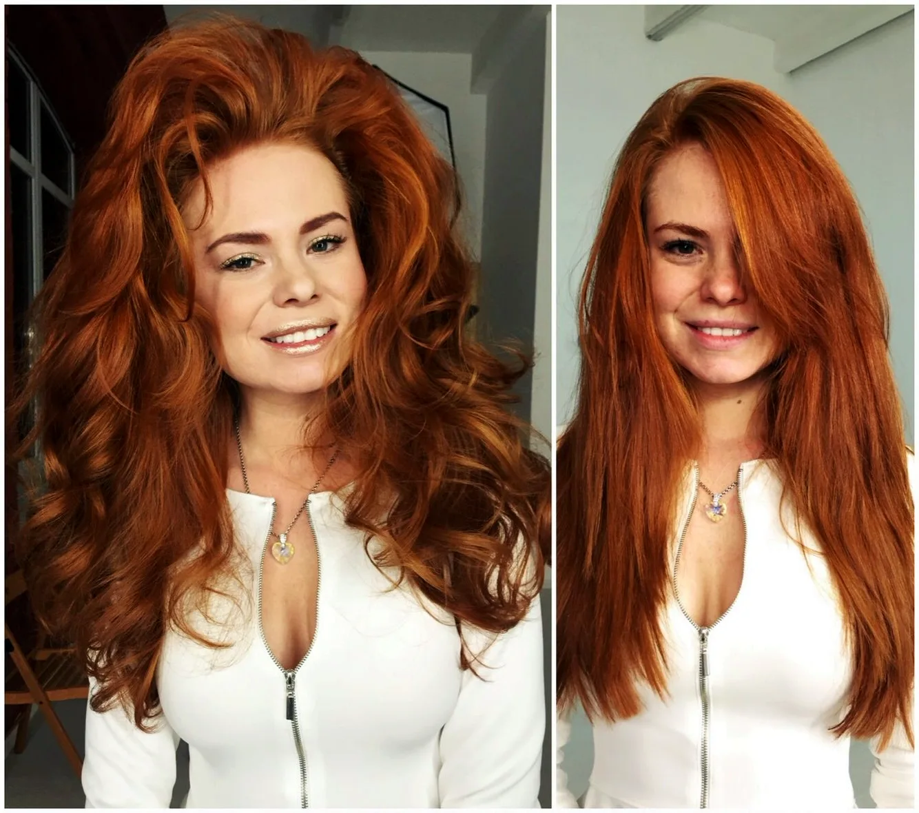 Рыжие волосы до и после
