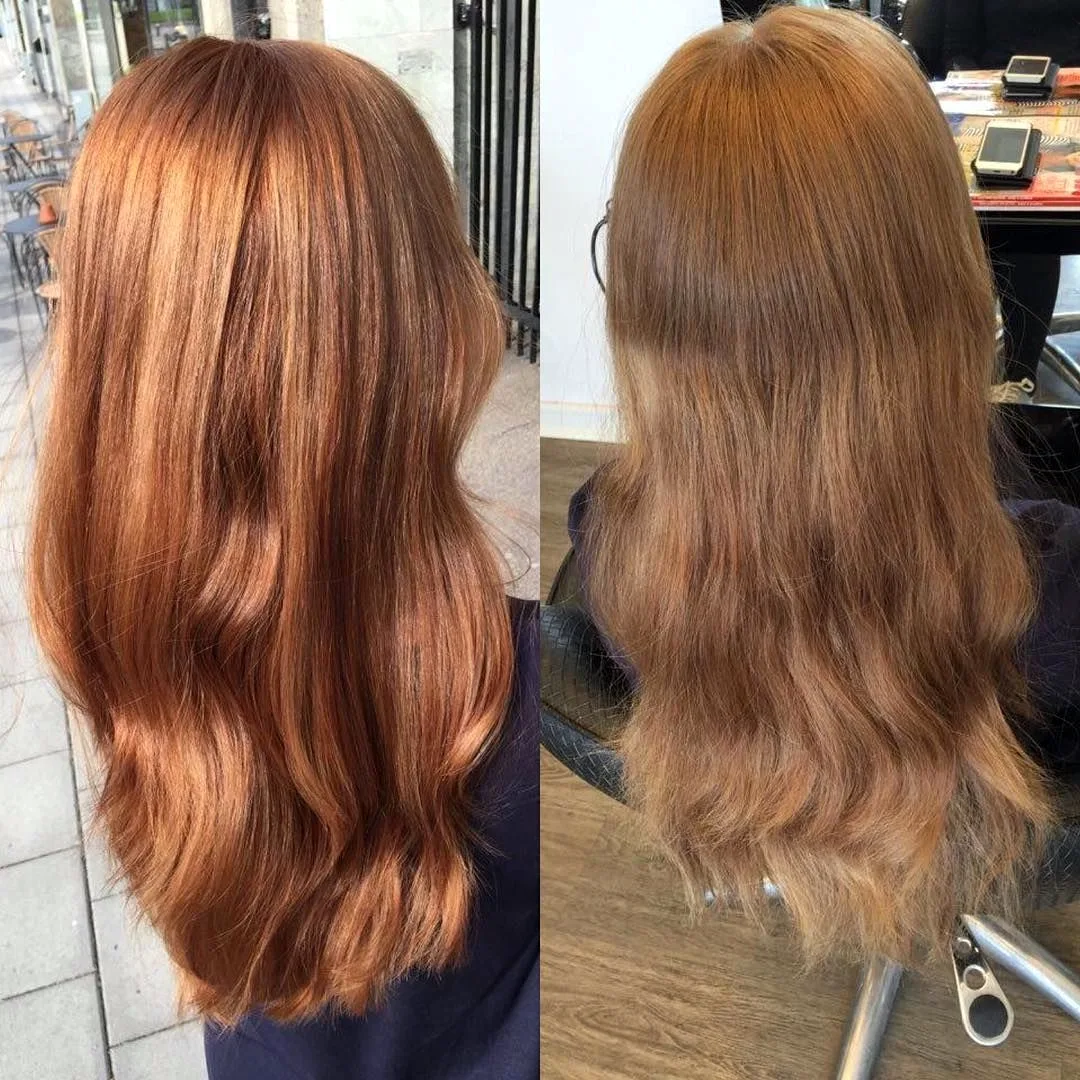 Рыжий цвет волос до и после
