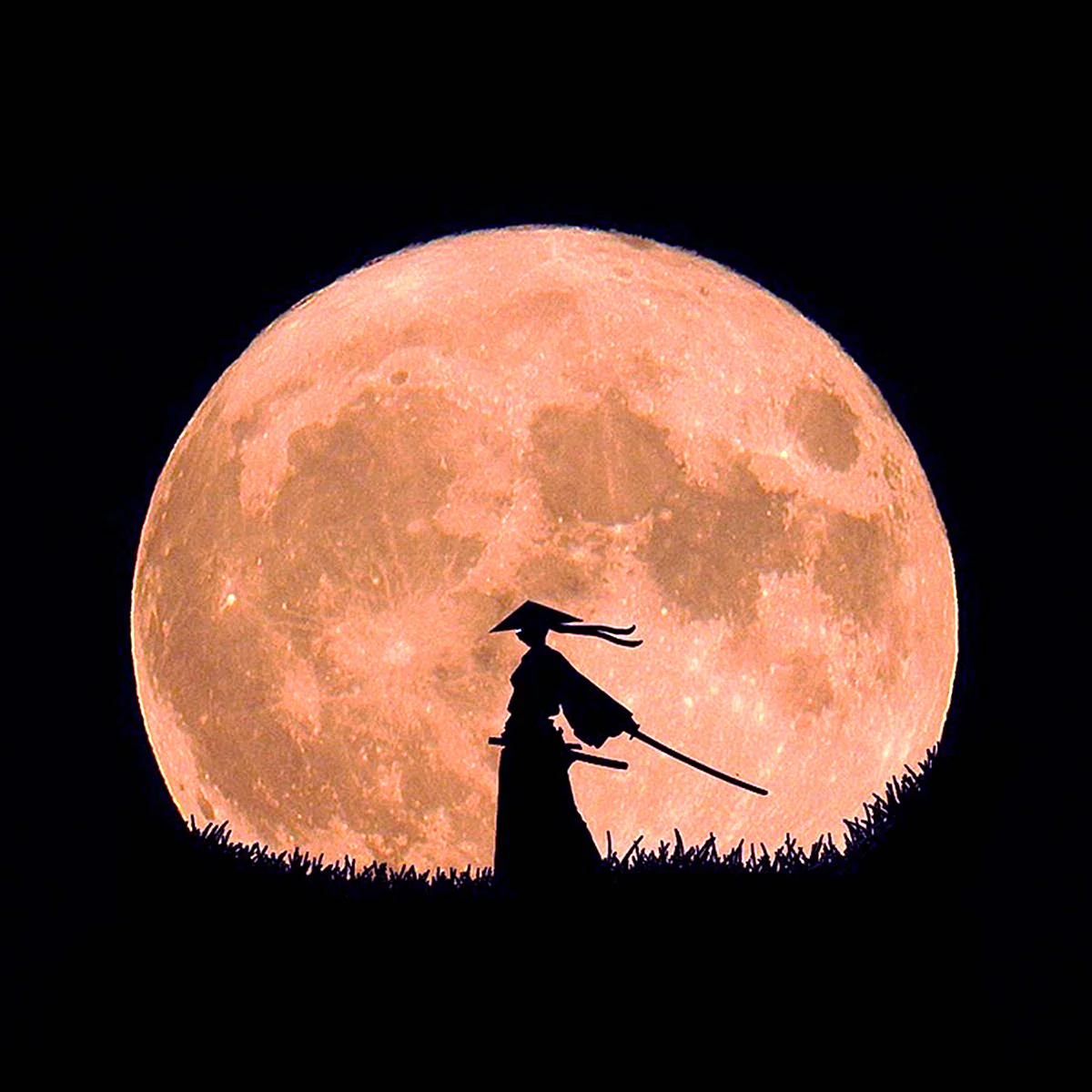 Самурай на фоне Луны