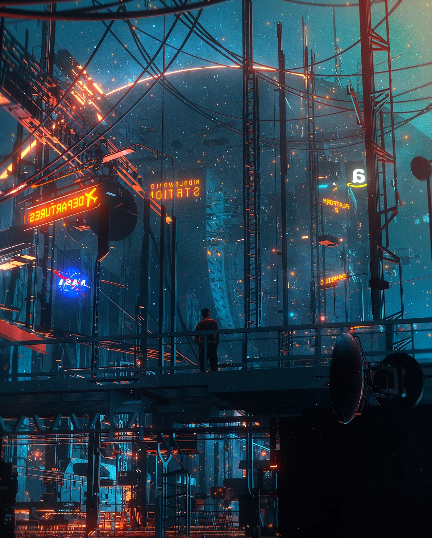 Sci-Fi Art город киберпанк