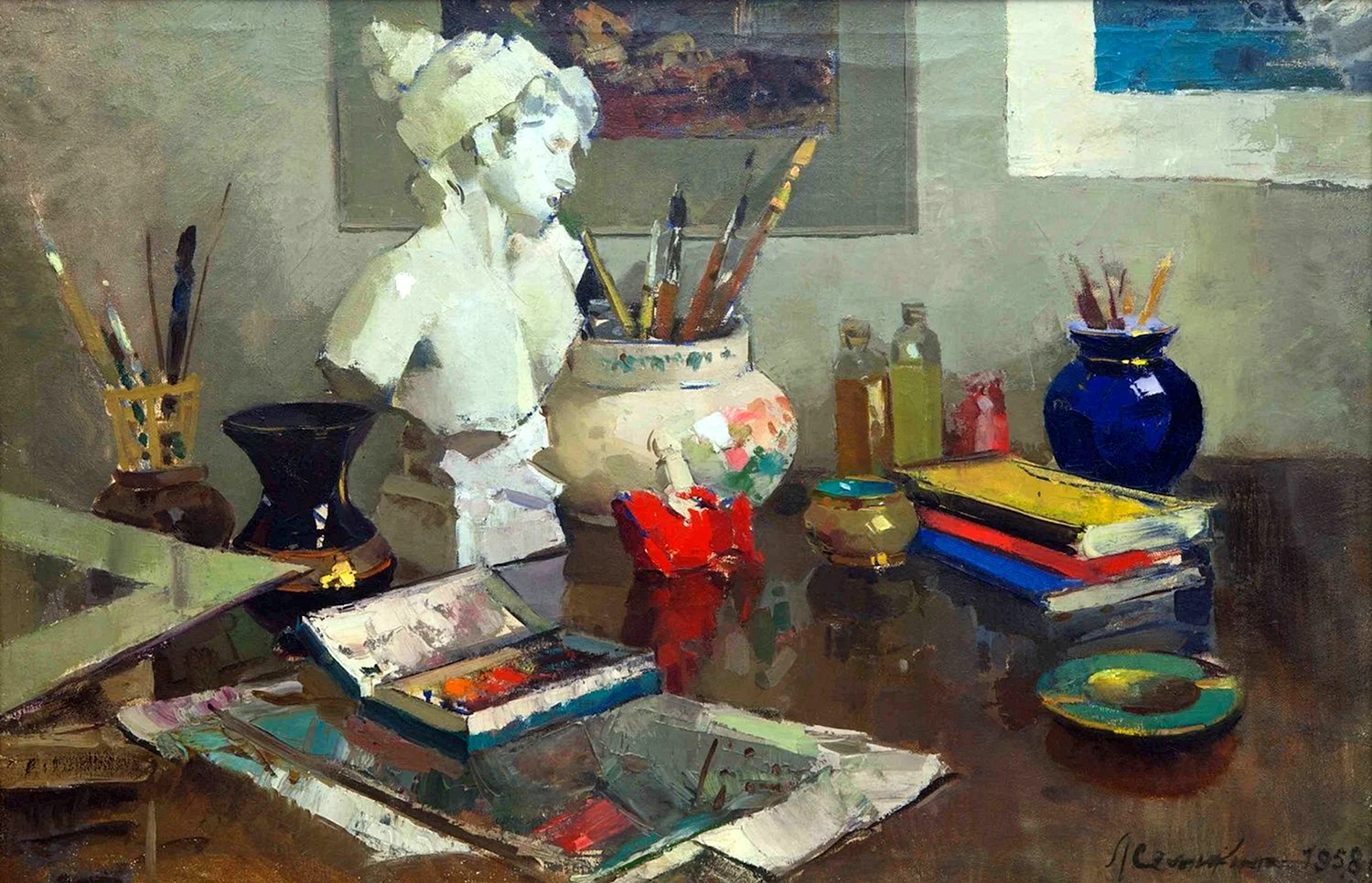 Семыкина Людмила Николаевна (Россия, 1924) «в мастерской художника» 1958