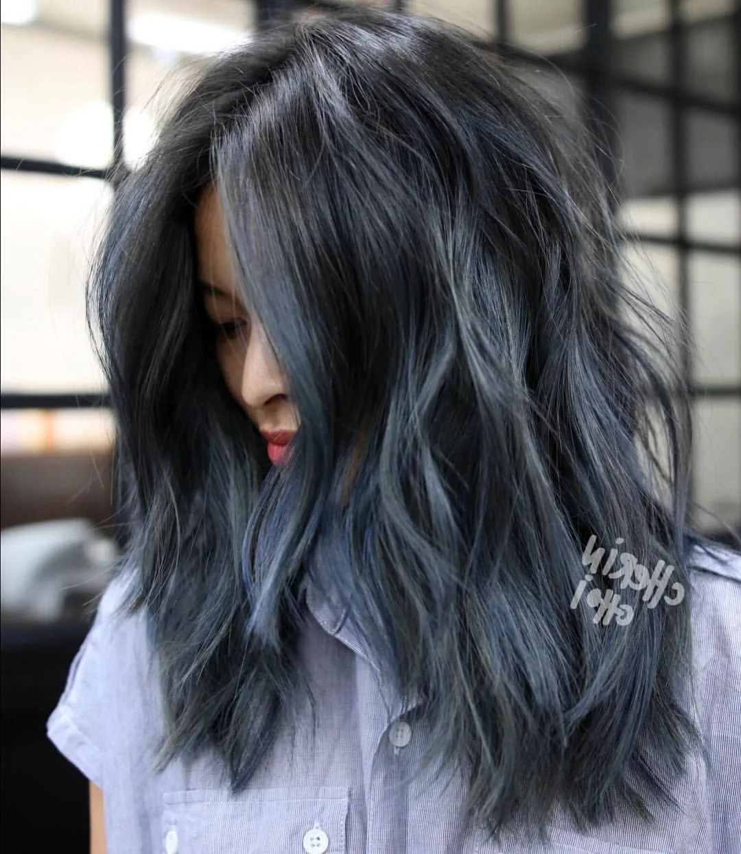 Серо-синий цвет волос