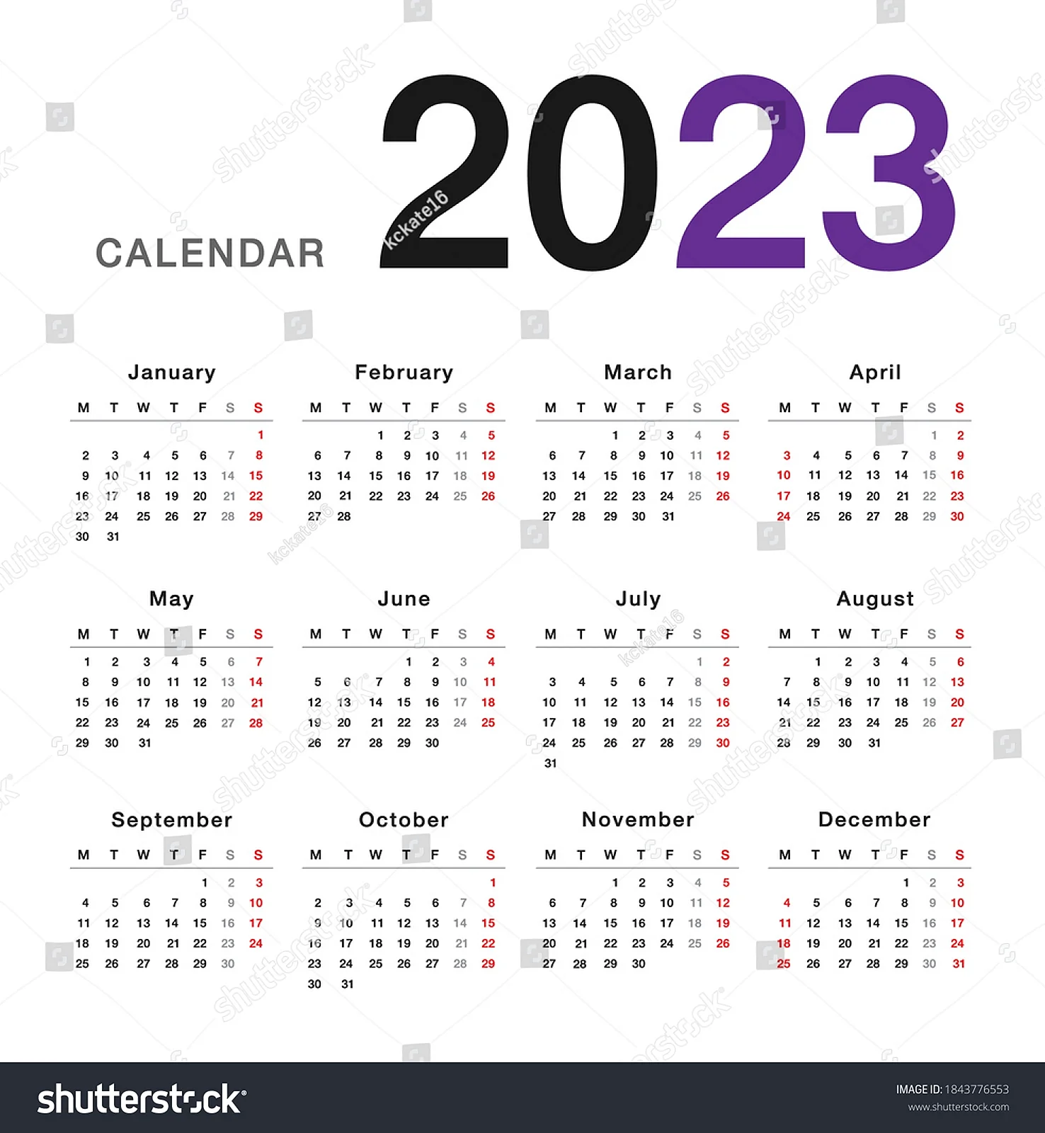 Сетка календаря 2023 вектор