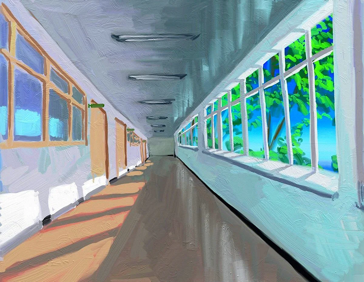 Школа аниме изнутри коридор