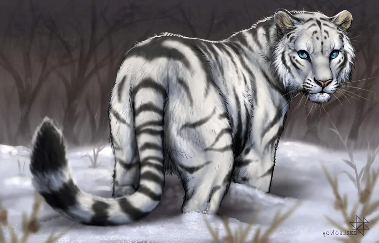 Сибирский тигр белый Саблезубый