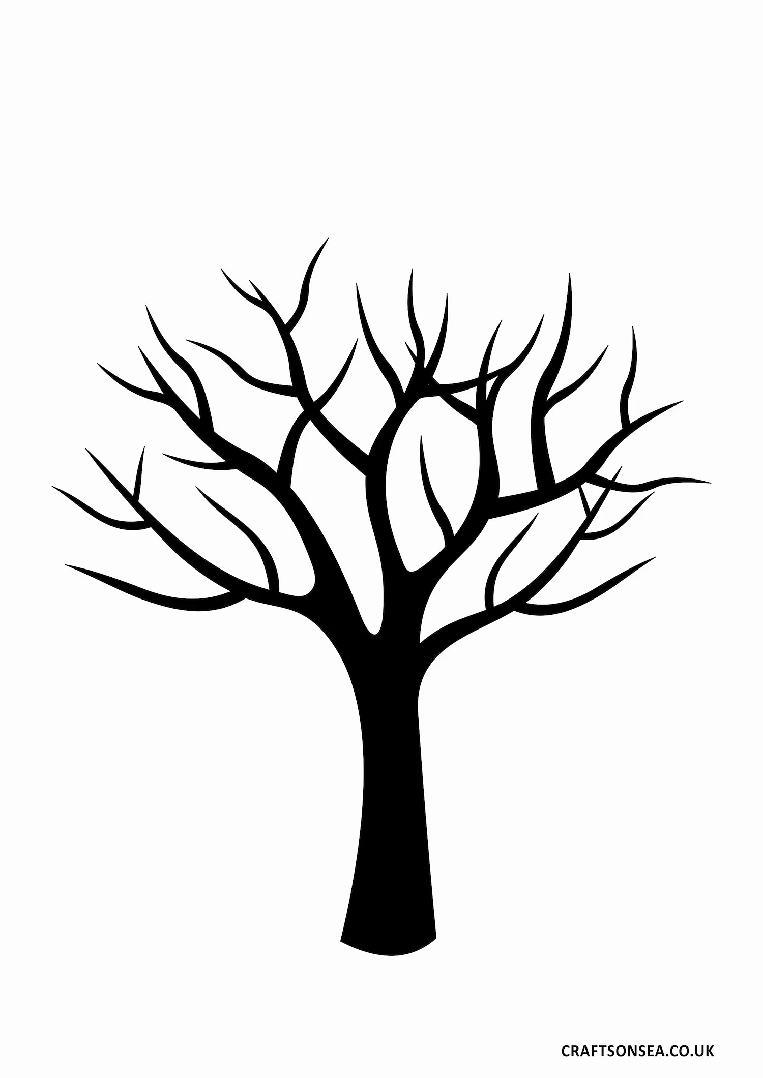 Силуэт дерева без листьев для аппликации