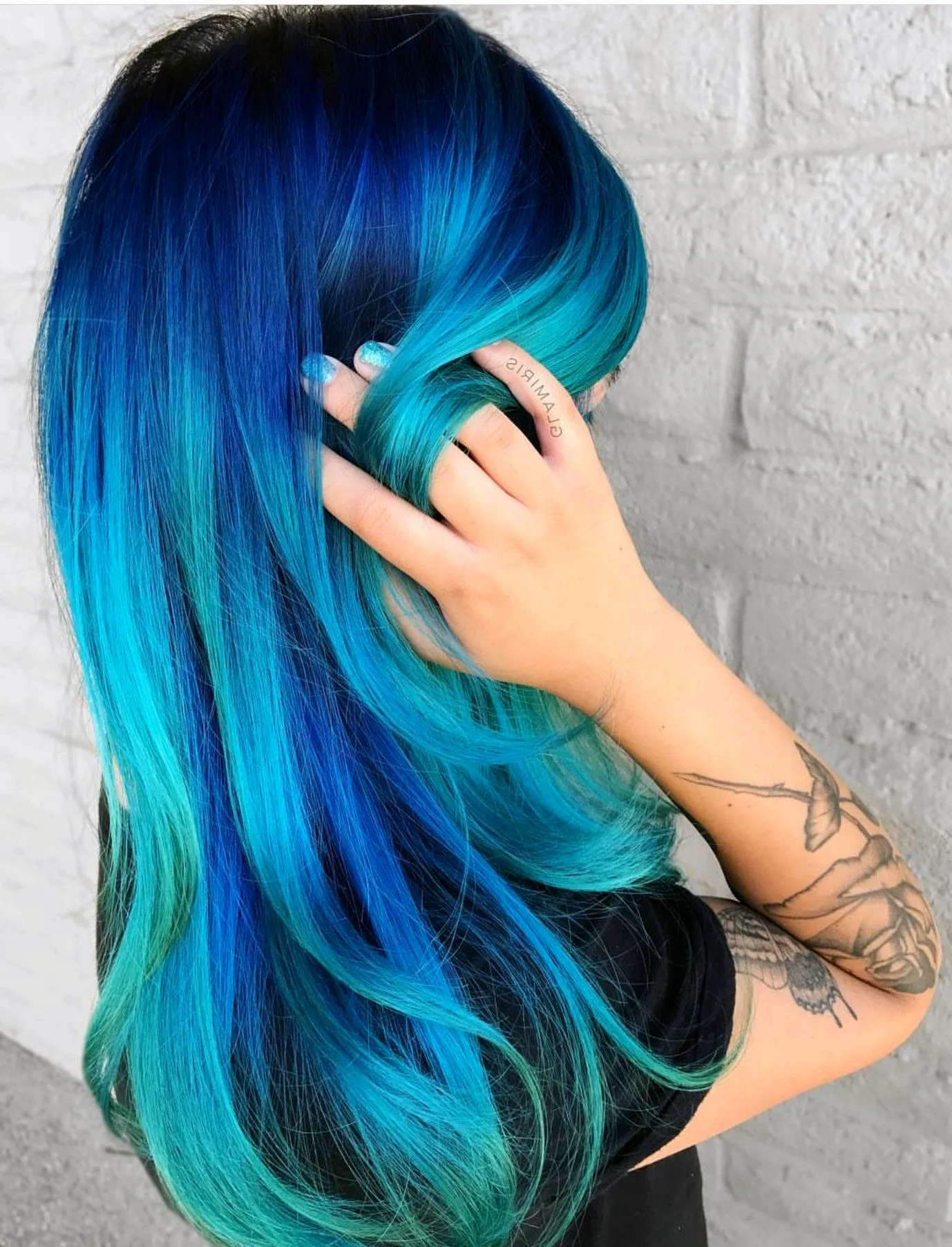 Сине бирюзовые волосы