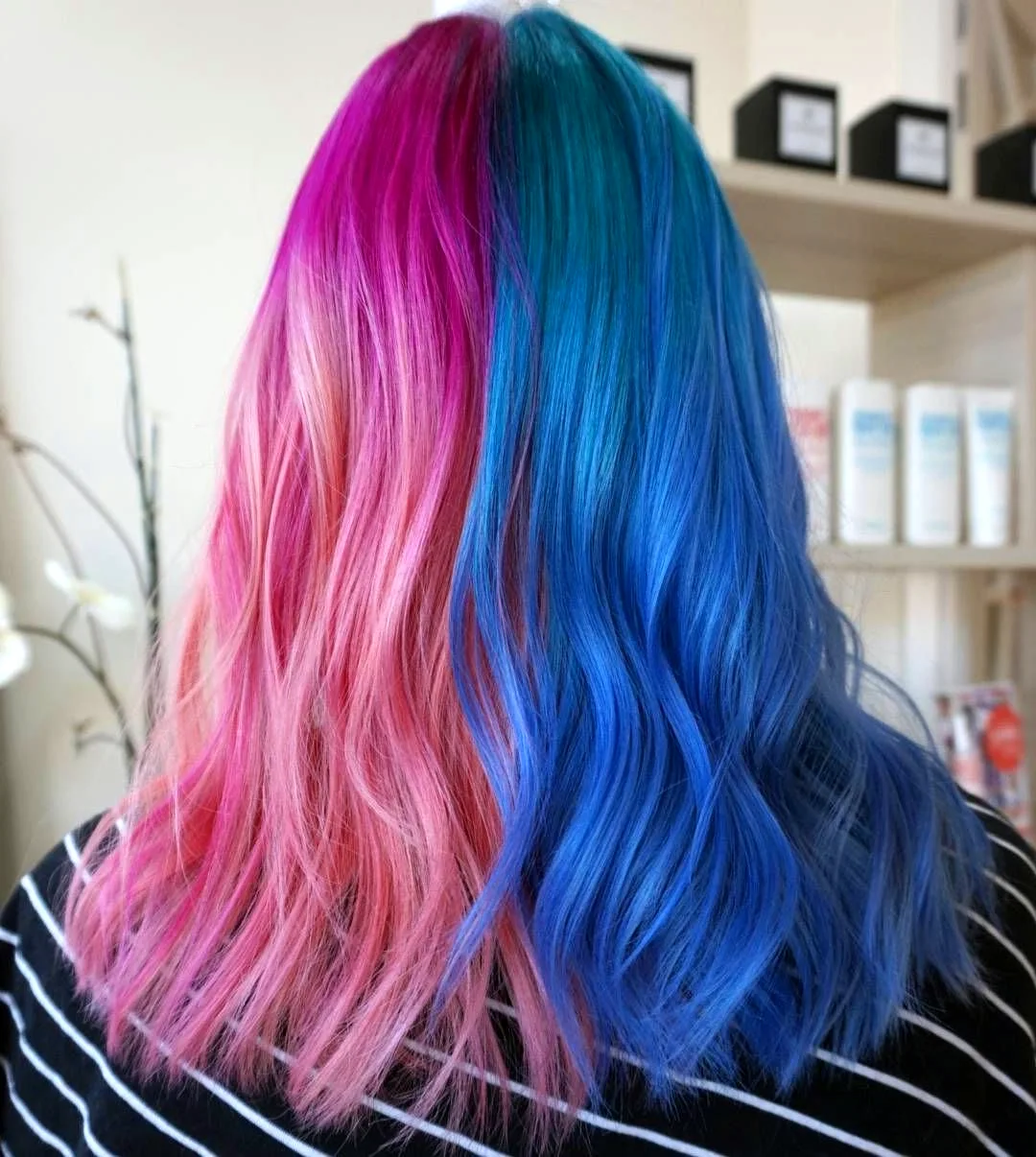 Сине розовые волосы