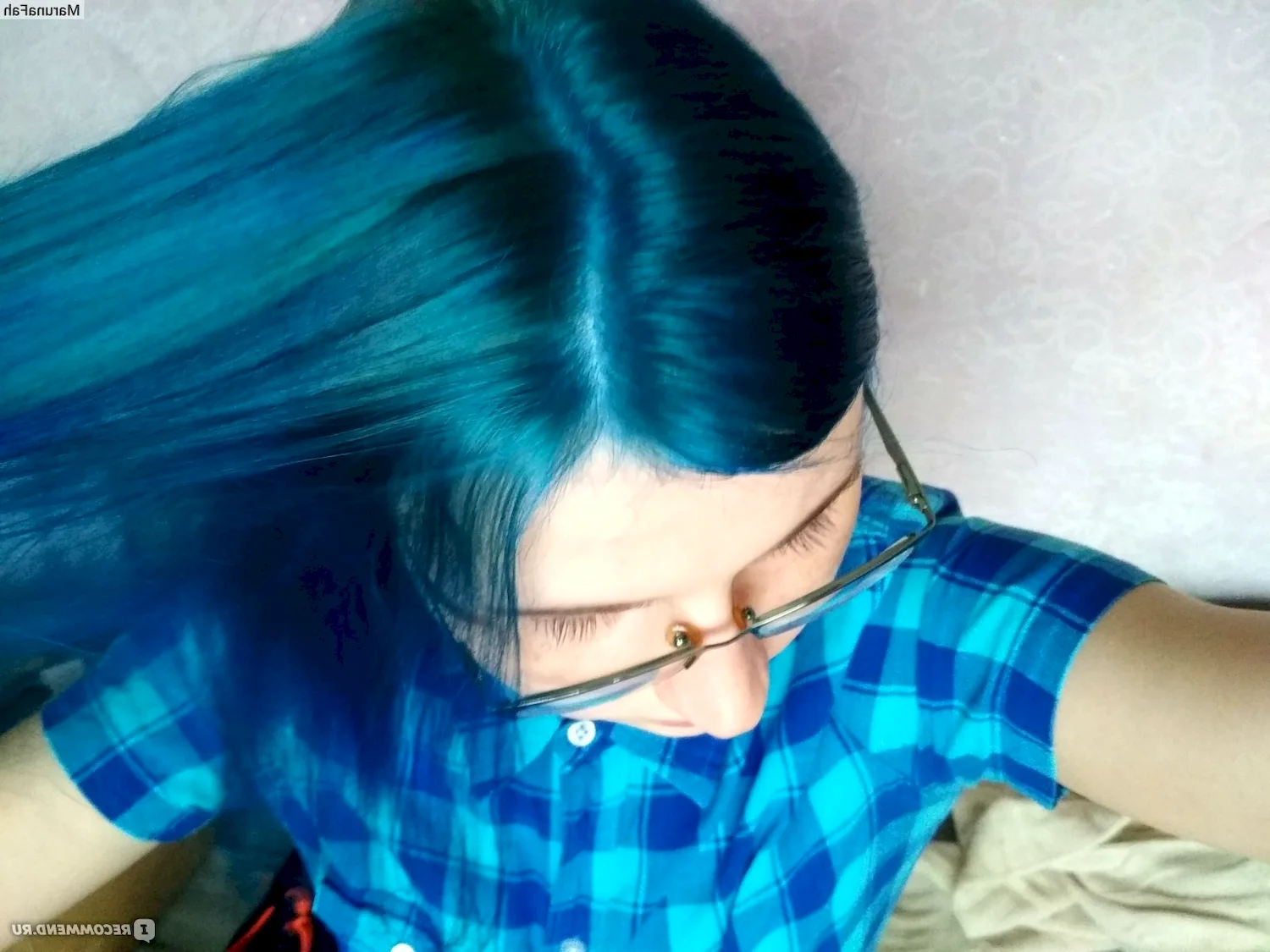 Синяя тоника на рыжие волосы
