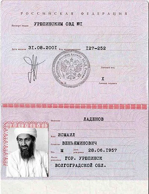 Скан паспорта смешной