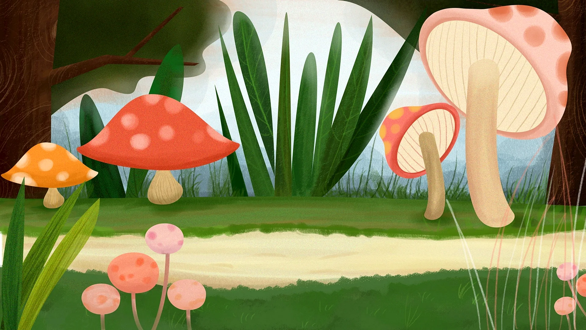 Сказочная Поляна с грибами