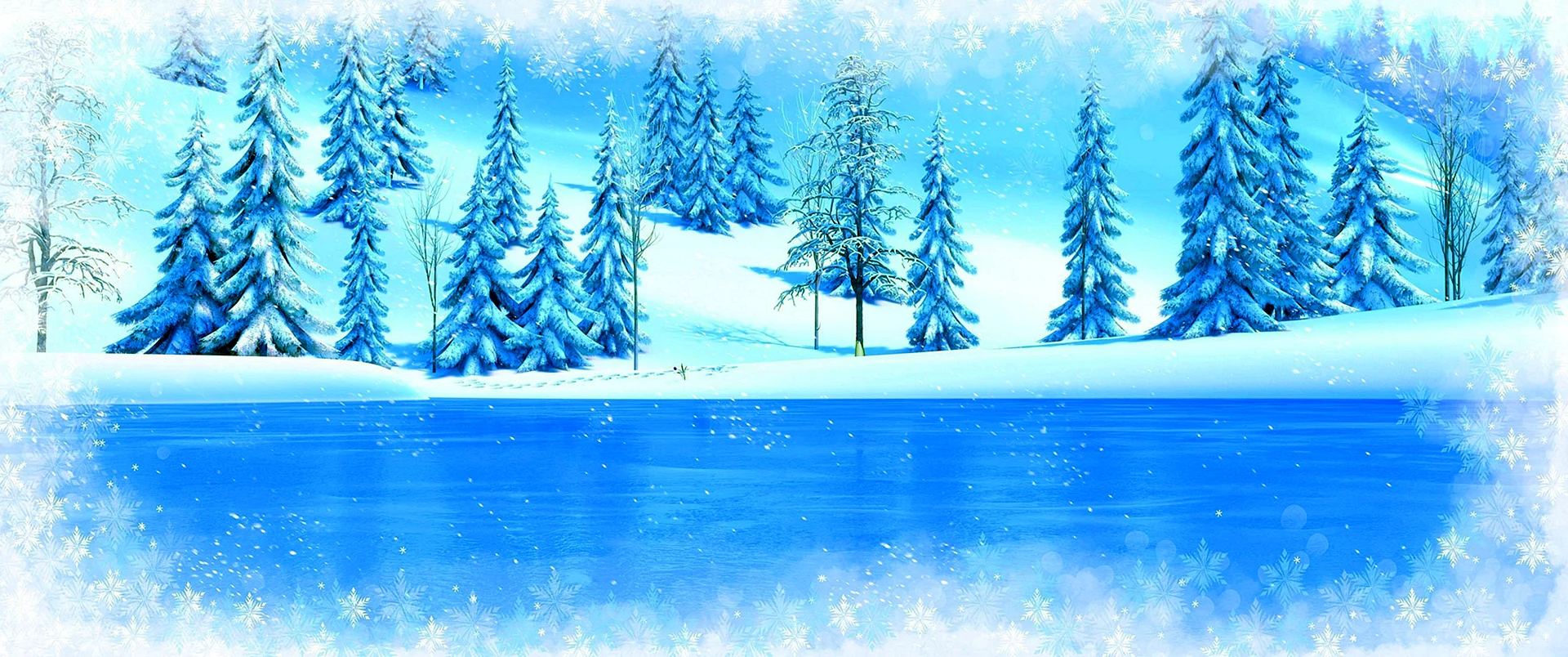 Снежный лес из мультфильма