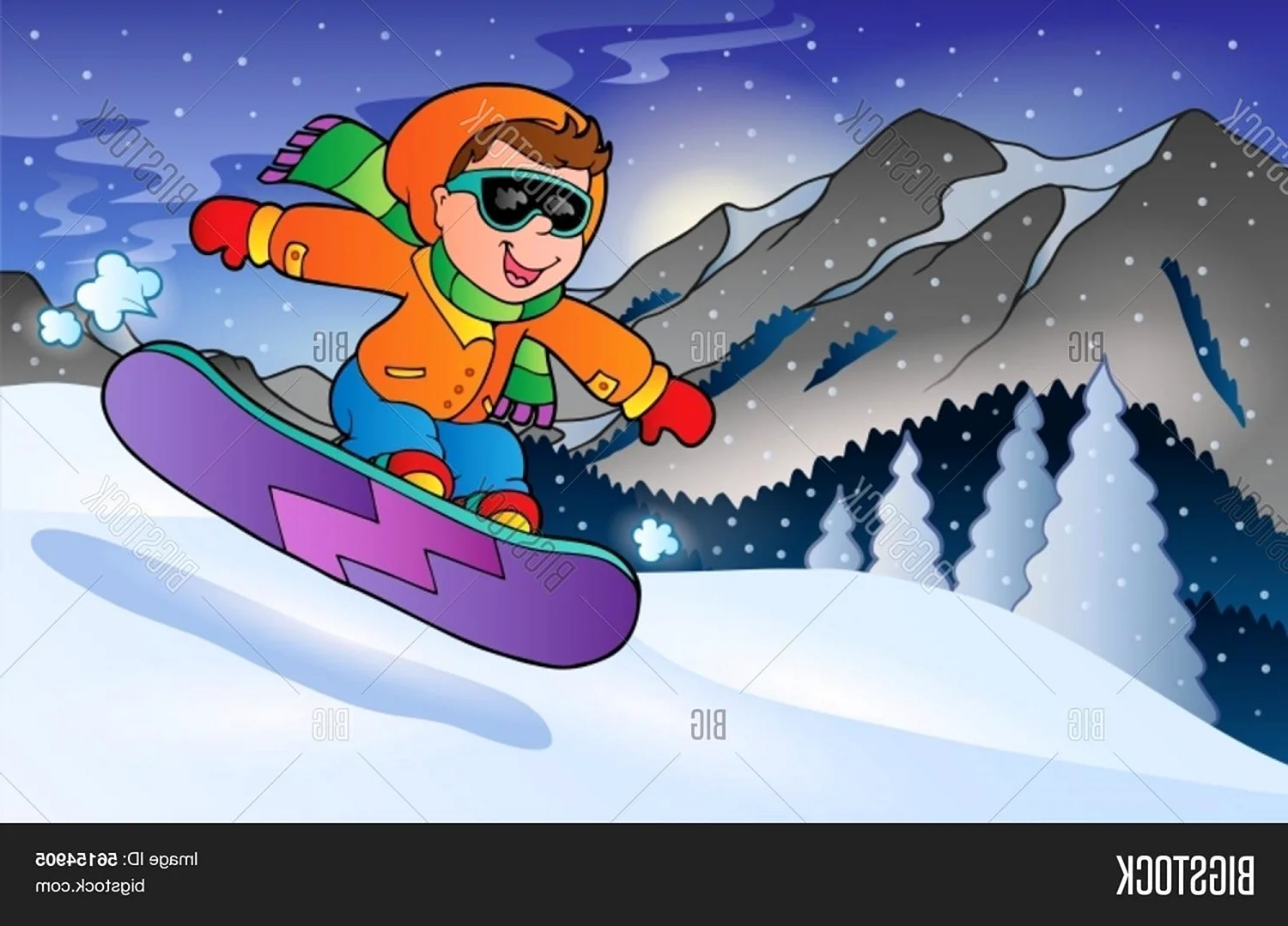 Сноубордисты иллюстрация для детей