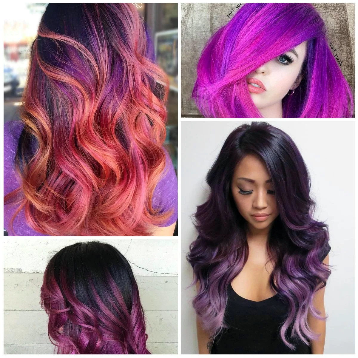 Сочетание с фиолетовым цветом волос