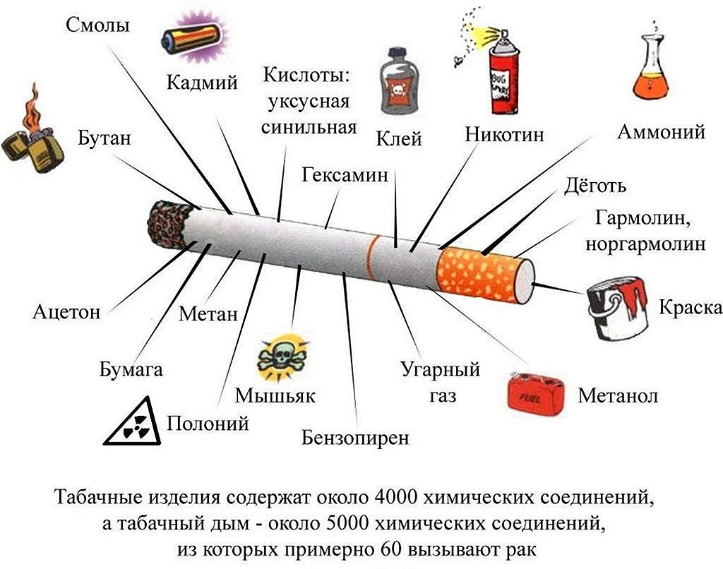 Состав табачного дыма схема