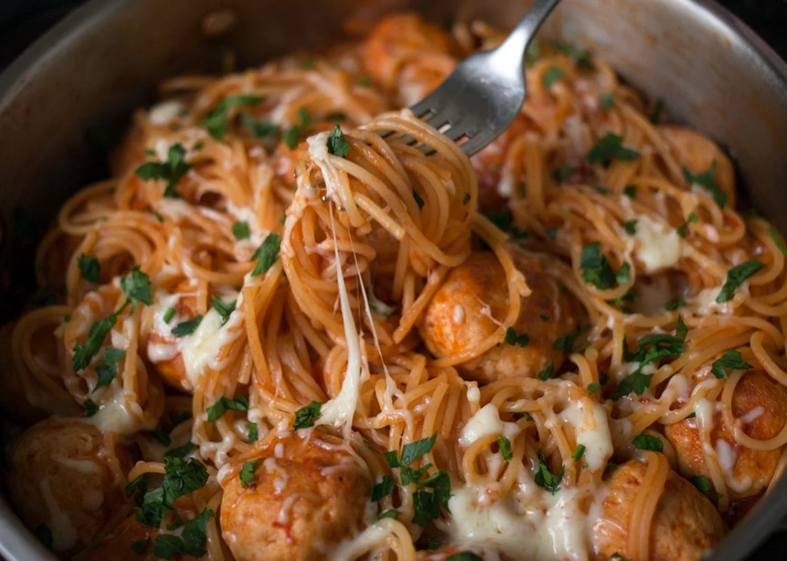 Спагетти с тефтелями в соусе