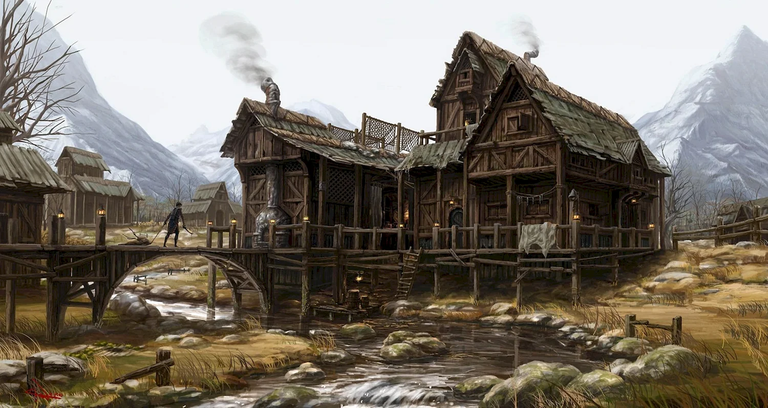 Средневековая деревня концепт